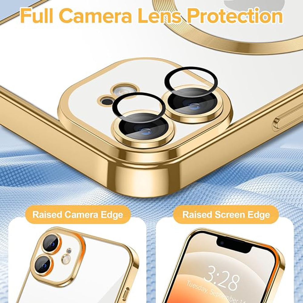 MagSafe-deksel for Apple iPhone 12, Techsuit, Luxury Crystal, Gullfarget