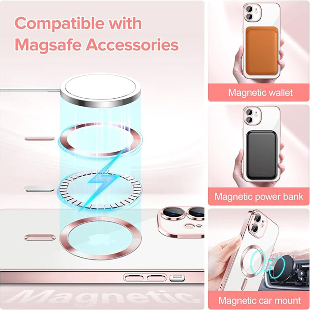 MagSafe-deksel for Apple iPhone 12, Techsuit, Luxury Crystal, Rosa