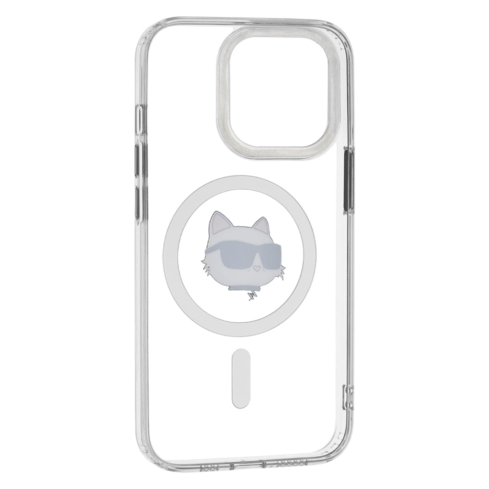 MagSafe-deksel for Apple iPhone 13 Pro Max, Karl Lagerfeld, IML Metal Choupette's Head, Hvit