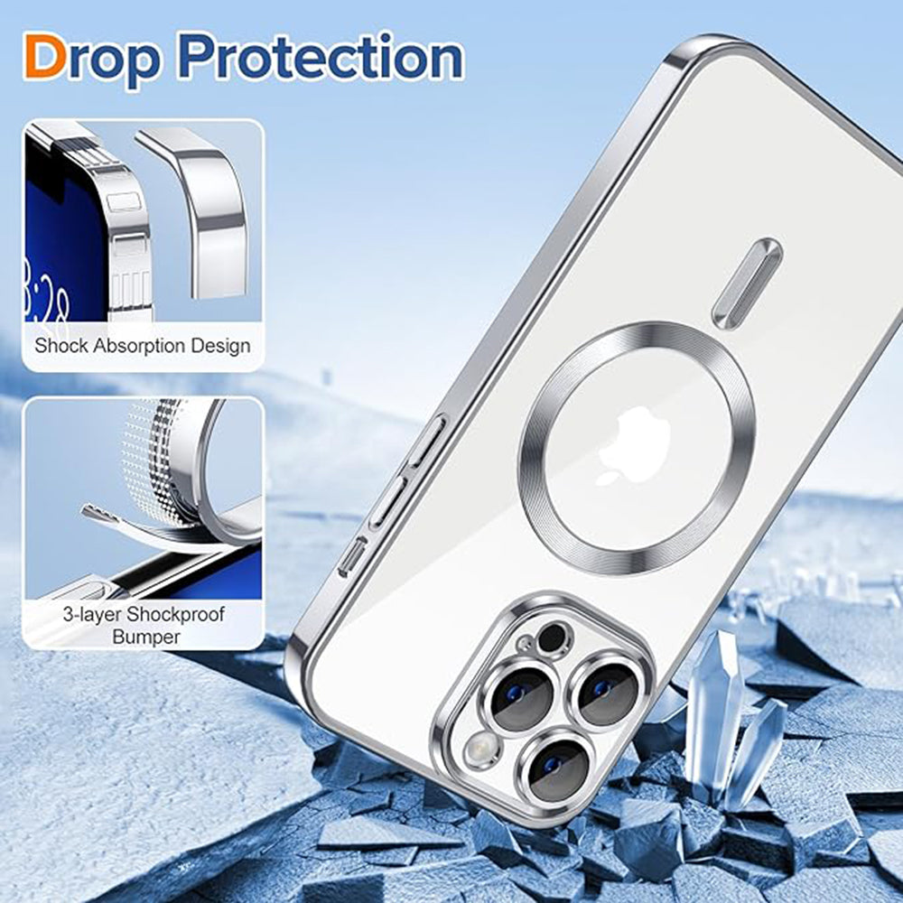MagSafe-deksel for Apple iPhone 13 Pro Max, Techsuit, Luxury Crystal, Sølv