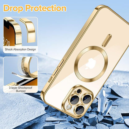 MagSafe-deksel for Apple iPhone 13 Pro Max, Techsuit, Luxury Crystal, Gullfarget