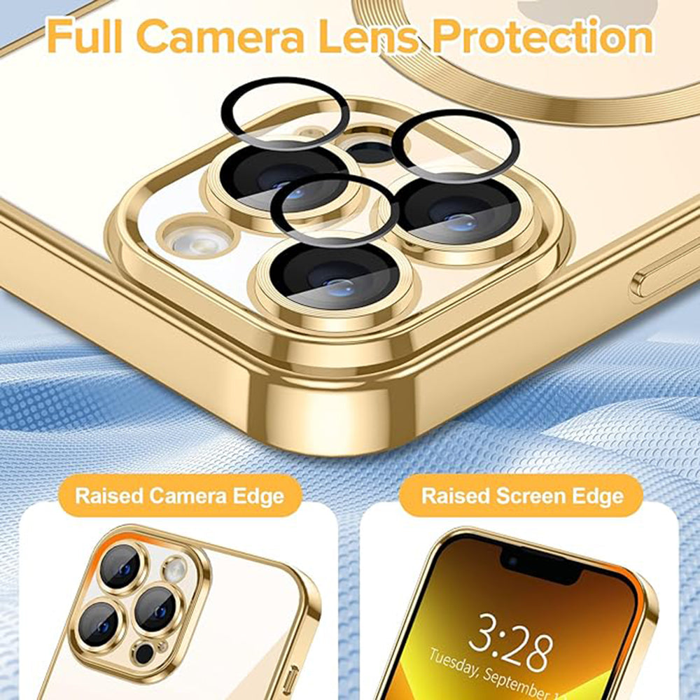 MagSafe-deksel for Apple iPhone 13 Pro Max, Techsuit, Luxury Crystal, Gullfarget