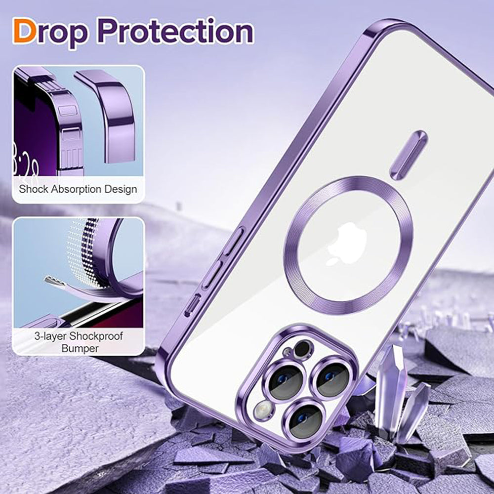 MagSafe-deksel for Apple iPhone 13 Pro Max, Techsuit, Luxury Crystal, Lys lilla