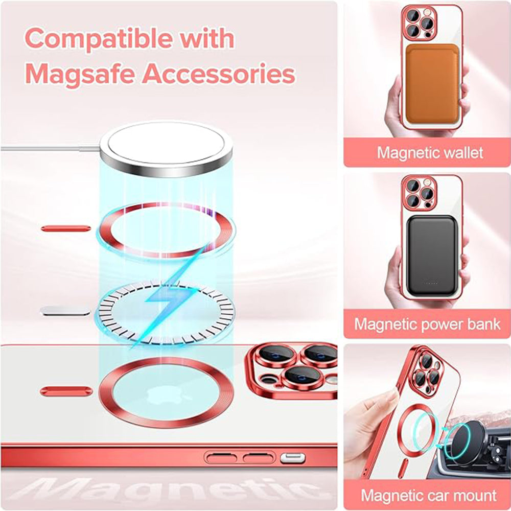 MagSafe-deksel for Apple iPhone 13 Pro Max, Techsuit, Luxury Crystal, Rød