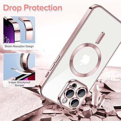 MagSafe-deksel for Apple iPhone 13 Pro Max, Techsuit, Luxury Crystal, Rosa