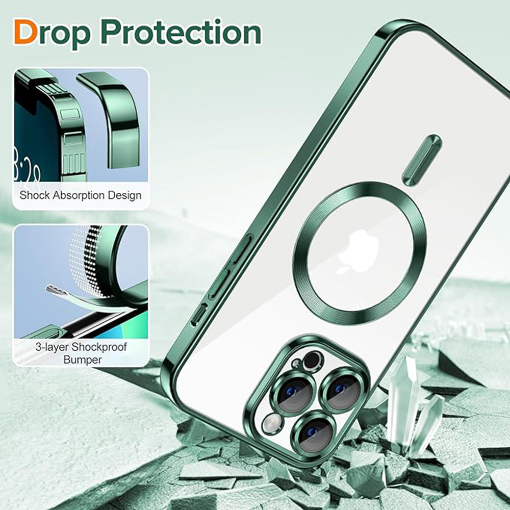 MagSafe-deksel for Apple iPhone 13 Pro Max, Techsuit, Luxury Crystal, Mørkegrønn