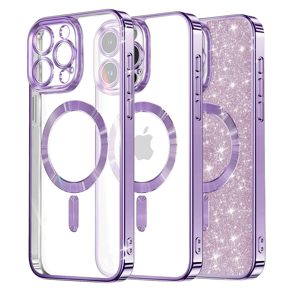 MagSafe-deksel for Apple iPhone 13 Pro Max, Techsuit, Luxury Glitter, Lys lilla