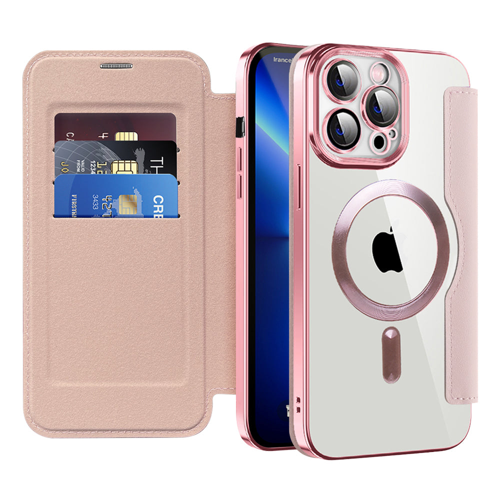MagSafe-deksel for Apple iPhone 13 Pro Max, Techsuit, SmartMag Book, Rosa