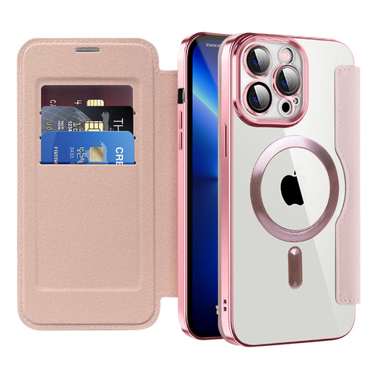 MagSafe-deksel for Apple iPhone 13 Pro Max, Techsuit, SmartMag Book, Rosa