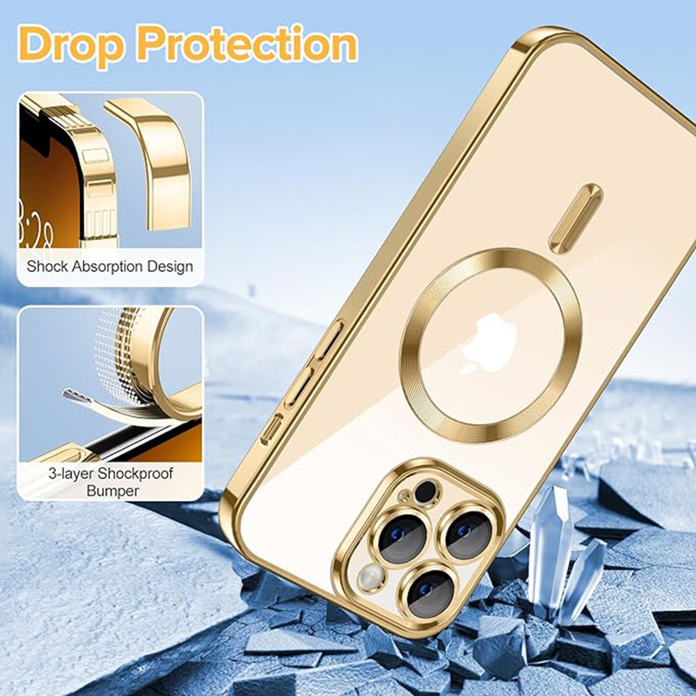 MagSafe-deksel for Apple iPhone 13 Pro, Techsuit, Luxury Crystal, Gullfarget
