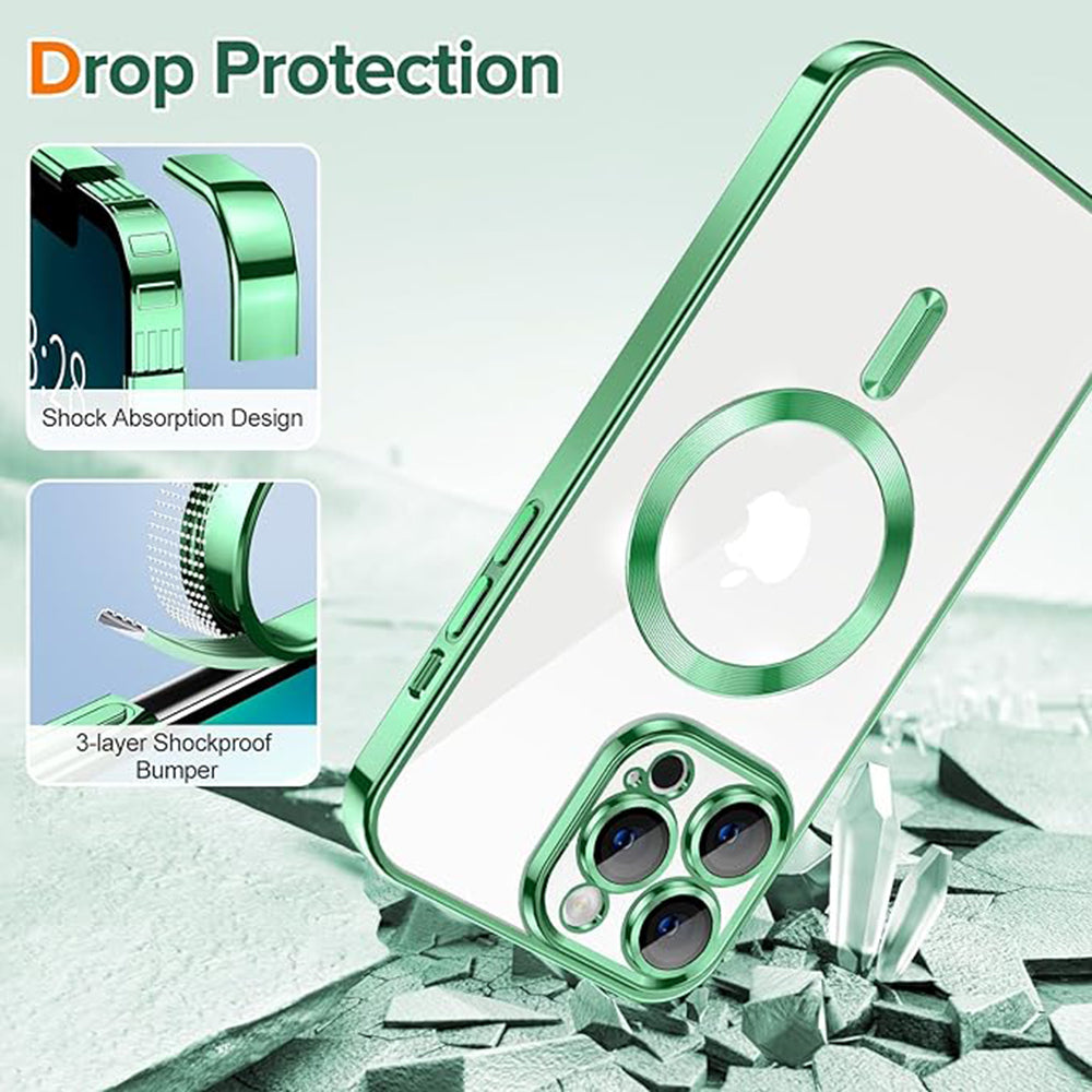 MagSafe-deksel for Apple iPhone 13 Pro, Techsuit, Luxury Crystal, Lys grønn