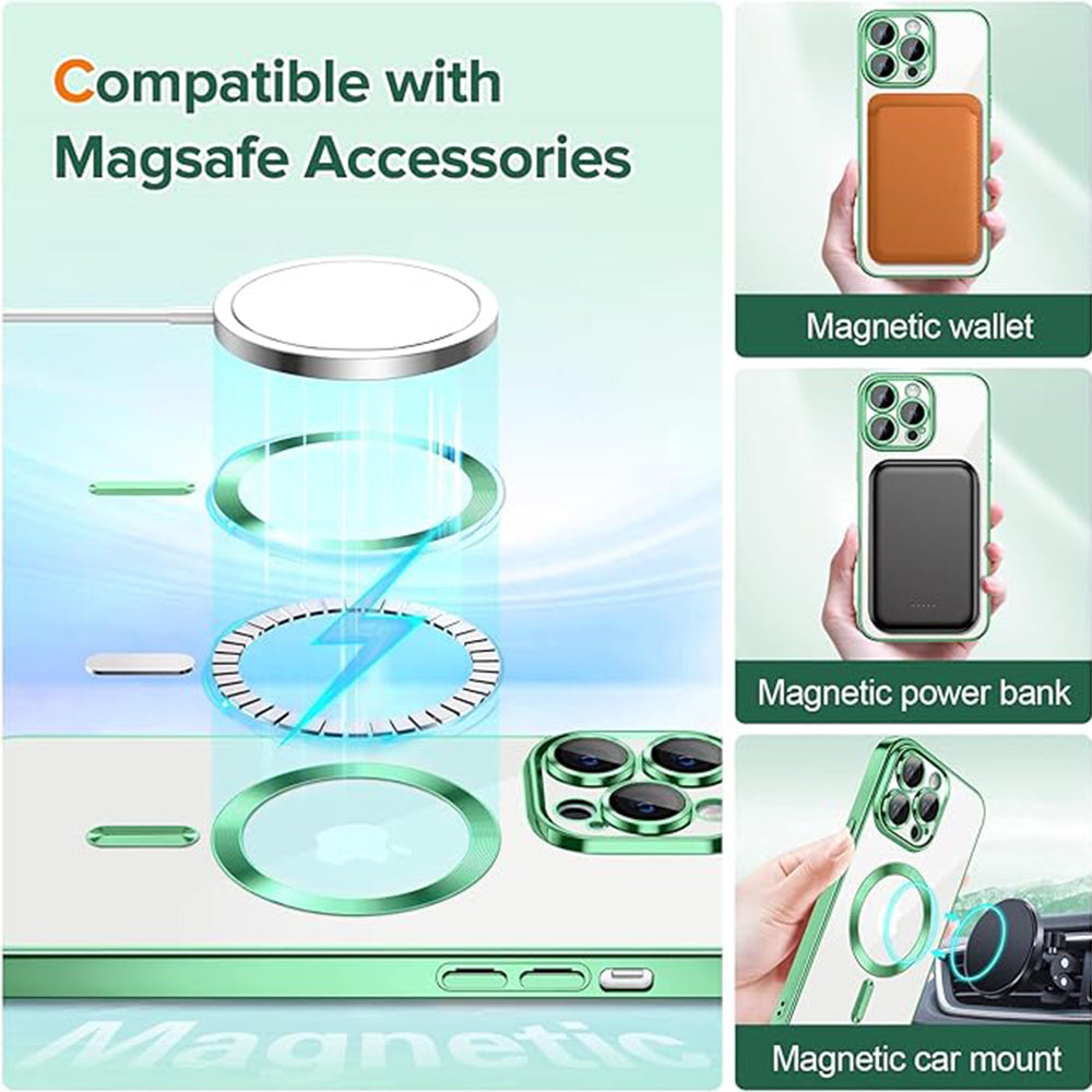 MagSafe-deksel for Apple iPhone 13 Pro, Techsuit, Luxury Crystal, Lys grønn