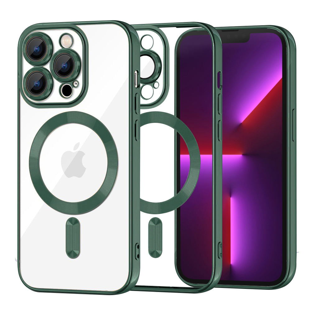 MagSafe-deksel for Apple iPhone 13 Pro, Techsuit, Luxury Crystal, Mørkegrønn
