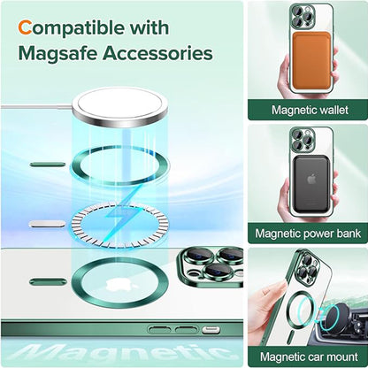 MagSafe-deksel for Apple iPhone 13 Pro, Techsuit, Luxury Crystal, Mørkegrønn