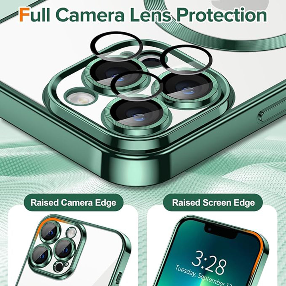 MagSafe-deksel for Apple iPhone 13 Pro, Techsuit, Luxury Crystal, Mørkegrønn