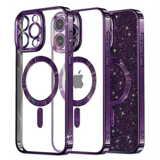 MagSafe-deksel for Apple iPhone 13 Pro, Techsuit, Luxury Glitter, Mørk lilla