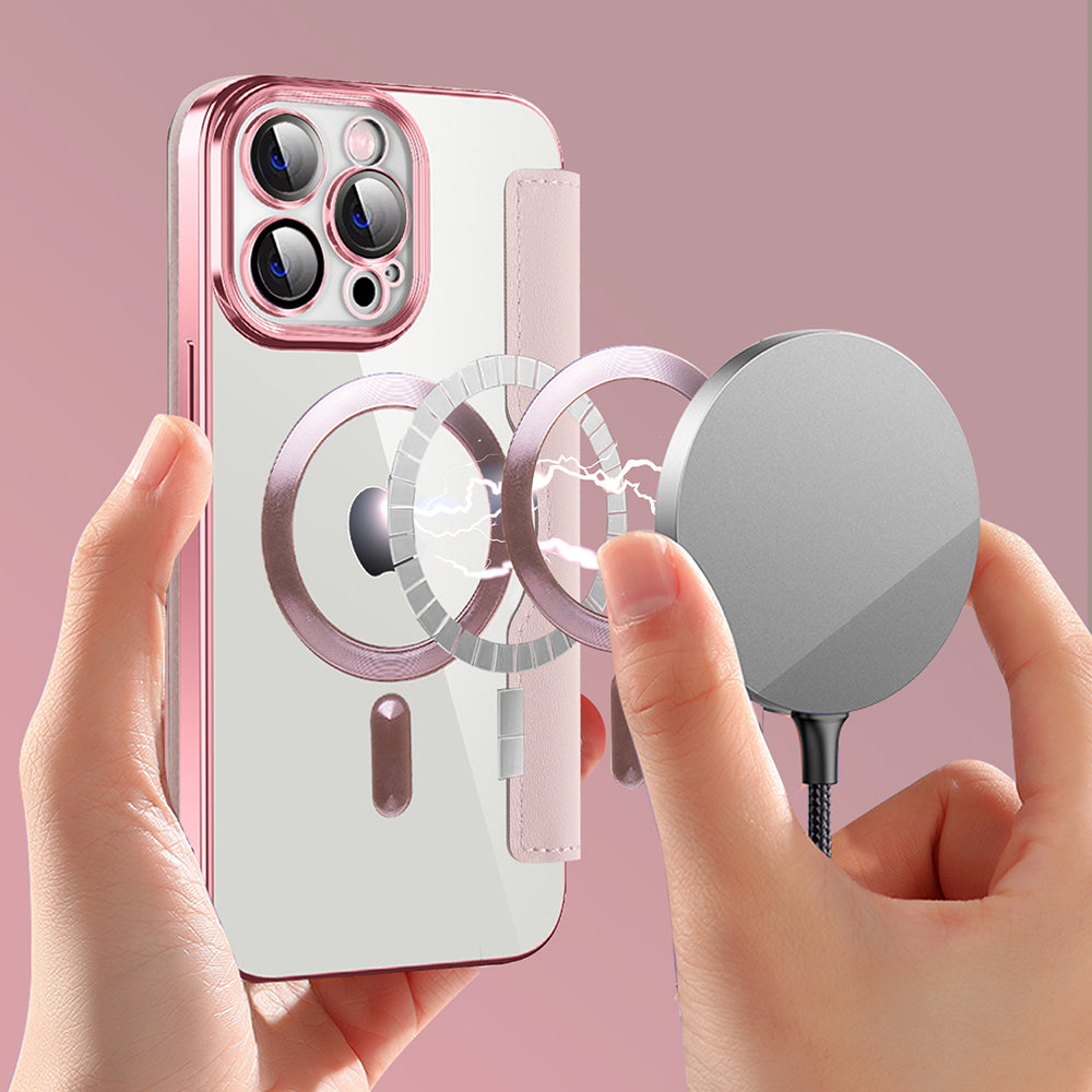 MagSafe-deksel for Apple iPhone 13 Pro, Techsuit, SmartMag Book, Rosa