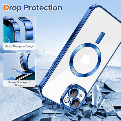 MagSafe-deksel for Apple iPhone 13, Techsuit, Luxury Crystal, Mørk blå
