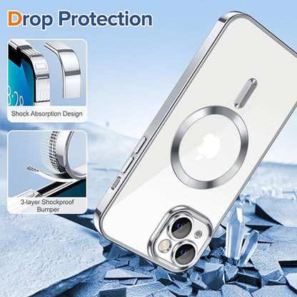 MagSafe-deksel for Apple iPhone 13, Techsuit, Luxury Crystal, Sølv