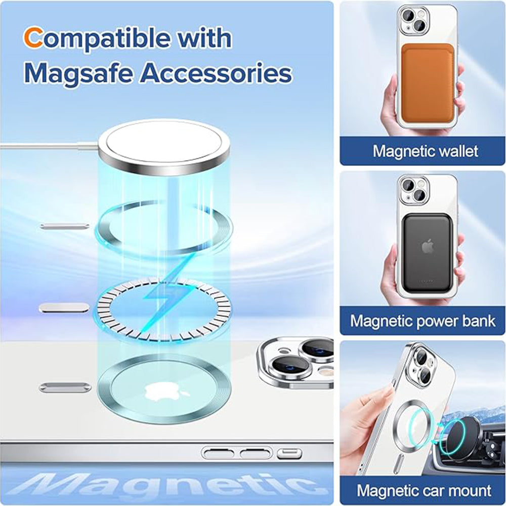 MagSafe-deksel for Apple iPhone 13, Techsuit, Luxury Crystal, Sølv