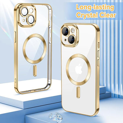 MagSafe-deksel for Apple iPhone 13, Techsuit, Luxury Crystal, Gullfarget