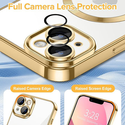 MagSafe-deksel for Apple iPhone 13, Techsuit, Luxury Crystal, Gullfarget