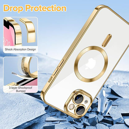 MagSafe-deksel for Apple iPhone 13, Techsuit, Luxury Crystal, Gullfarget