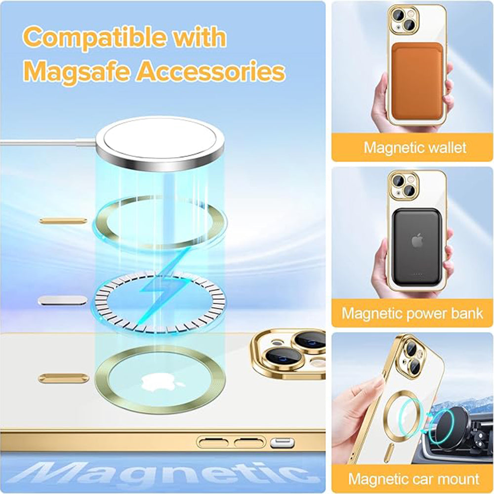 MagSafe-deksel for Apple iPhone 13, Techsuit, Luxury Crystal, Gullfarget