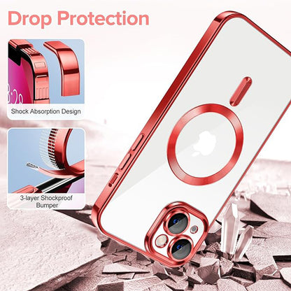 MagSafe-deksel for Apple iPhone 13, Techsuit, Luxury Crystal, Rød