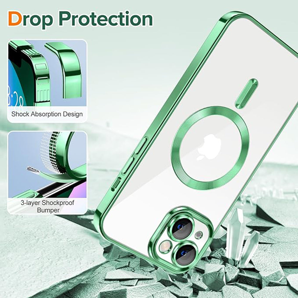 MagSafe-deksel for Apple iPhone 13, Techsuit, Luxury Crystal, Lys grønn