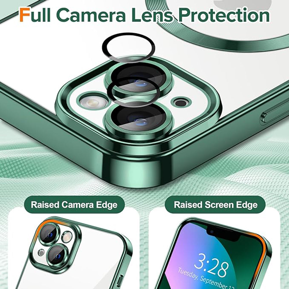 MagSafe-deksel for Apple iPhone 13, Techsuit, Luxury Crystal, Mørkegrønn