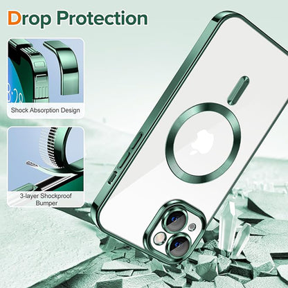 MagSafe-deksel for Apple iPhone 13, Techsuit, Luxury Crystal, Mørkegrønn