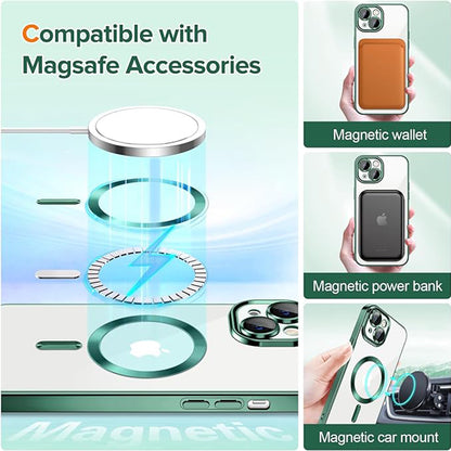 MagSafe-deksel for Apple iPhone 13, Techsuit, Luxury Crystal, Mørkegrønn