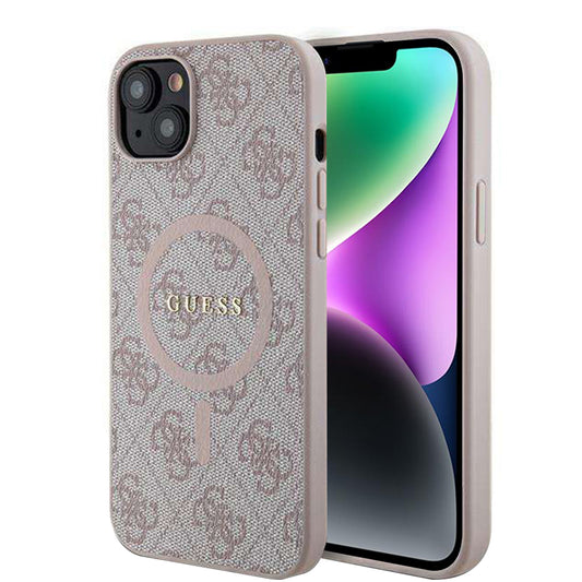 MagSafe-deksel for Apple iPhone 14, Guess, 4G Ring Classic Logo, Rosa