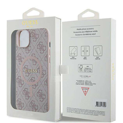 MagSafe-deksel for Apple iPhone 14, Guess, 4G Ring Classic Logo, Rosa