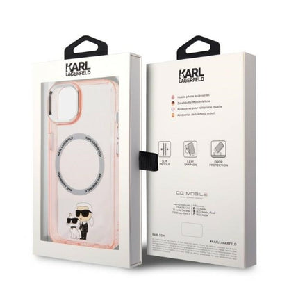 MagSafe-deksel for Apple iPhone 14, Karl Lagerfeld, Ikonik Karl & Choupette, Rosa