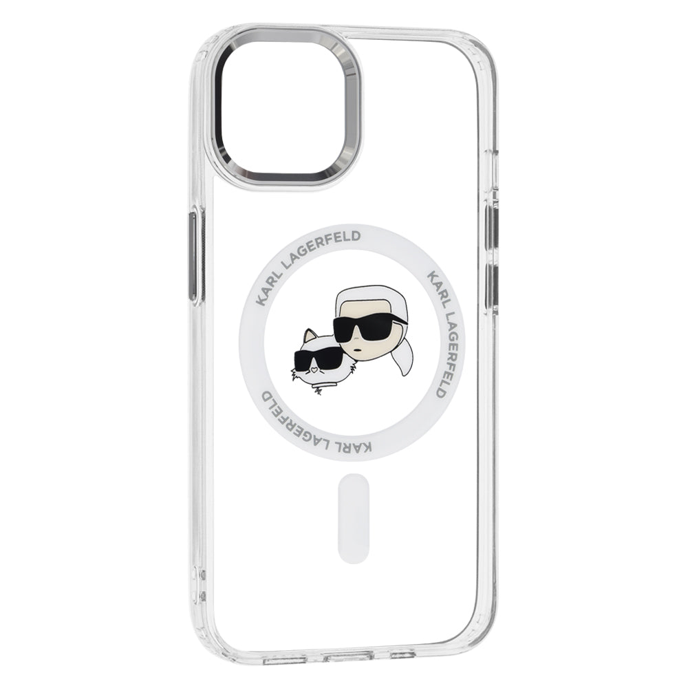 MagSafe-deksel for Apple iPhone 14, Karl Lagerfeld, IML Metal Karl & Choupette's Heads, Hvit