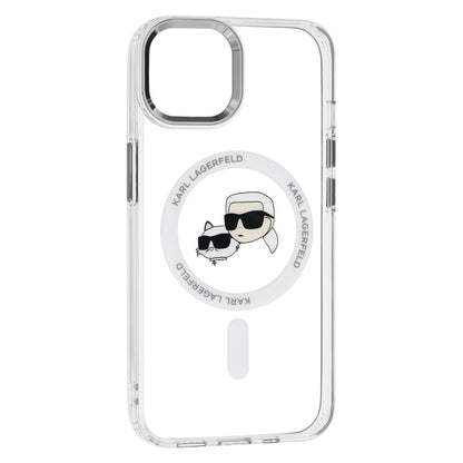 MagSafe-deksel for Apple iPhone 14, Karl Lagerfeld, IML Metal Karl & Choupette's Heads, Hvit