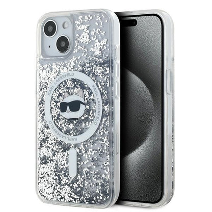 MagSafe-deksel for Apple iPhone 14, Karl Lagerfeld, Liquid Glitter Choupette's Head, Gjennomsiktig