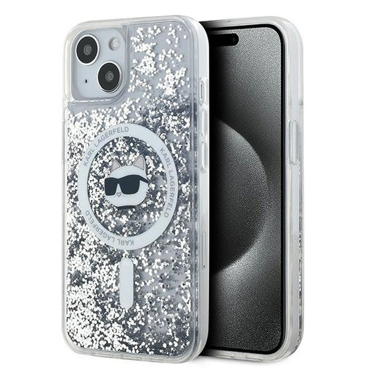 MagSafe-deksel for Apple iPhone 14, Karl Lagerfeld, Liquid Glitter Choupette's Head, Gjennomsiktig