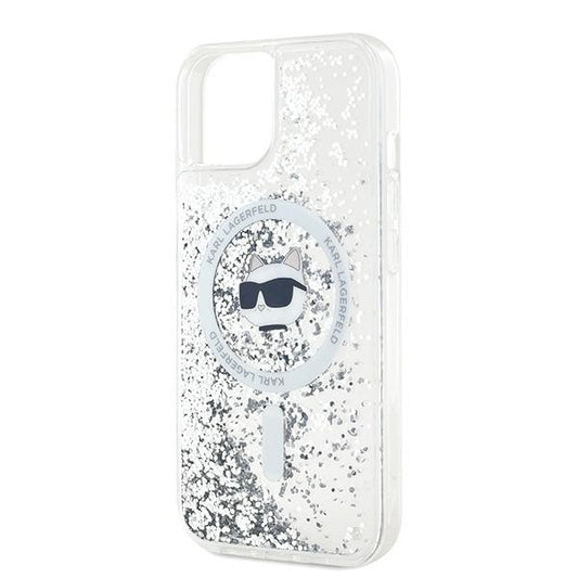 MagSafe-deksel for Apple iPhone 14, Karl Lagerfeld, Liquid Glitter Choupette's Head, Gjennomsiktig