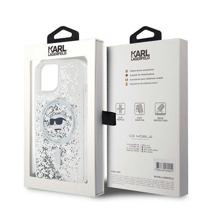 MagSafe-deksel for Apple iPhone 14, Karl Lagerfeld, Liquid Glitter Choupette's Head, Gjennomsiktig