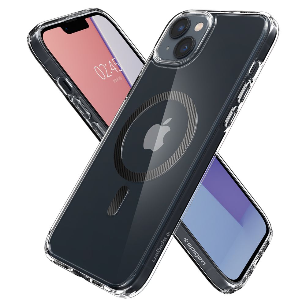 MagSafe-deksel for Apple iPhone 14 Plus, Spigen, Ultra Hybrid Carbon, Gjennomsiktig