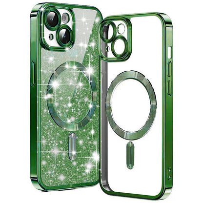 MagSafe-deksel for Apple iPhone 14 Plus, Techsuit, Luxury Glitter, Mørkegrønn