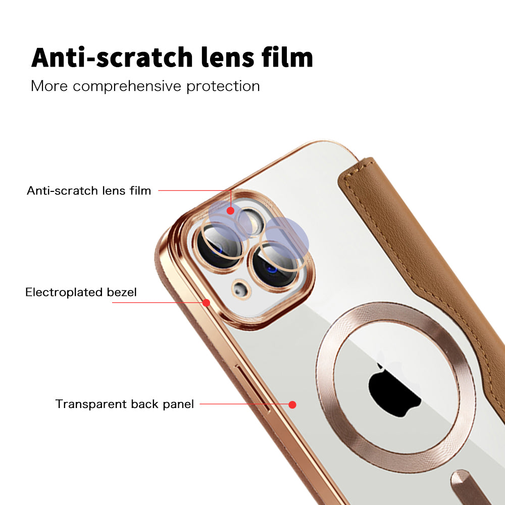 MagSafe-deksel for Apple iPhone 14 Plus, Techsuit, SmartMag Book, Brun
