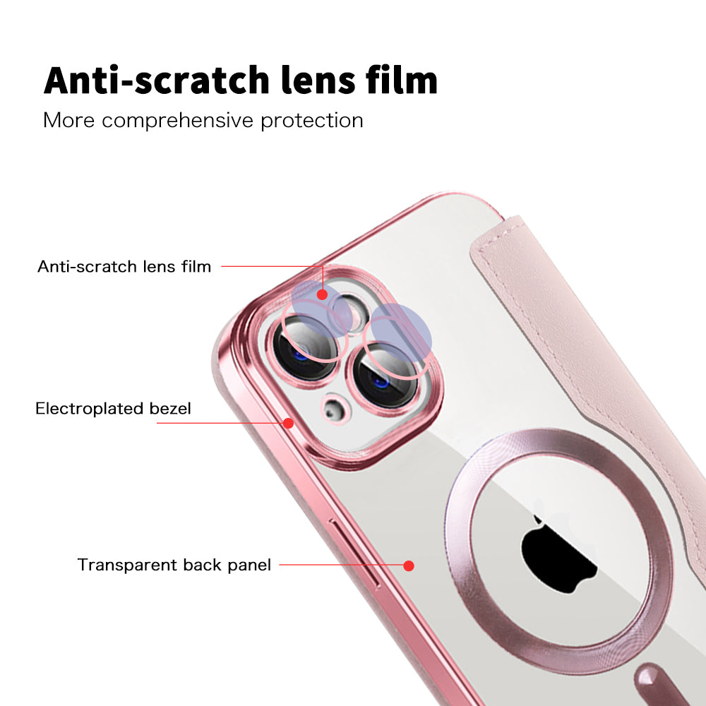 MagSafe-deksel for Apple iPhone 14 Plus, Techsuit, SmartMag Book, Rosa