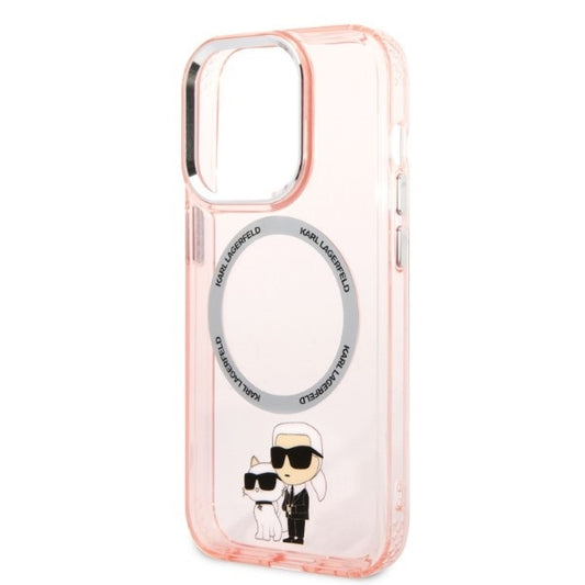 MagSafe-deksel for Apple iPhone 14 Pro, Karl Lagerfeld, Ikonik Karl & Choupette, Rosa