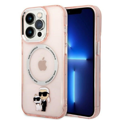 MagSafe-deksel for Apple iPhone 14 Pro, Karl Lagerfeld, Ikonik Karl & Choupette, Rosa