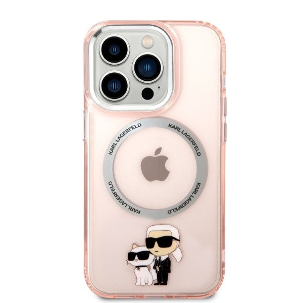 MagSafe-deksel for Apple iPhone 14 Pro, Karl Lagerfeld, Ikonik Karl & Choupette, Rosa