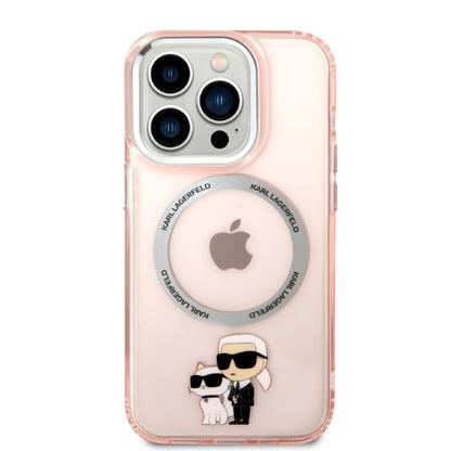 MagSafe-deksel for Apple iPhone 14 Pro, Karl Lagerfeld, Ikonik Karl & Choupette, Rosa